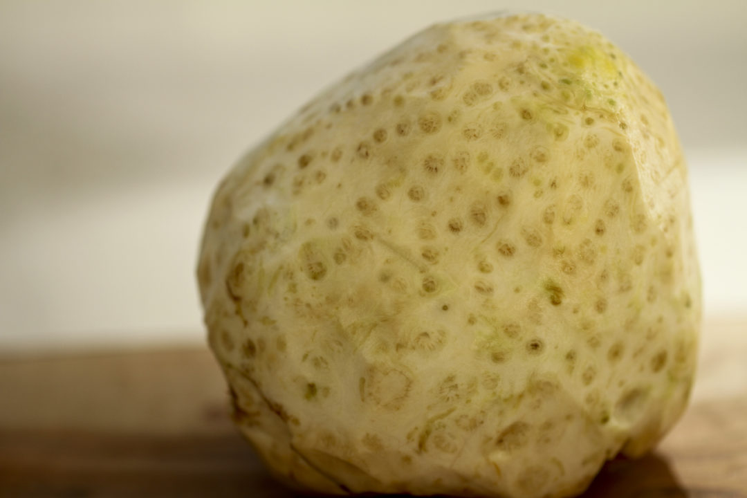 Celery Root Soup with Horseradish Cream and Ham Chips DavidLebovitz