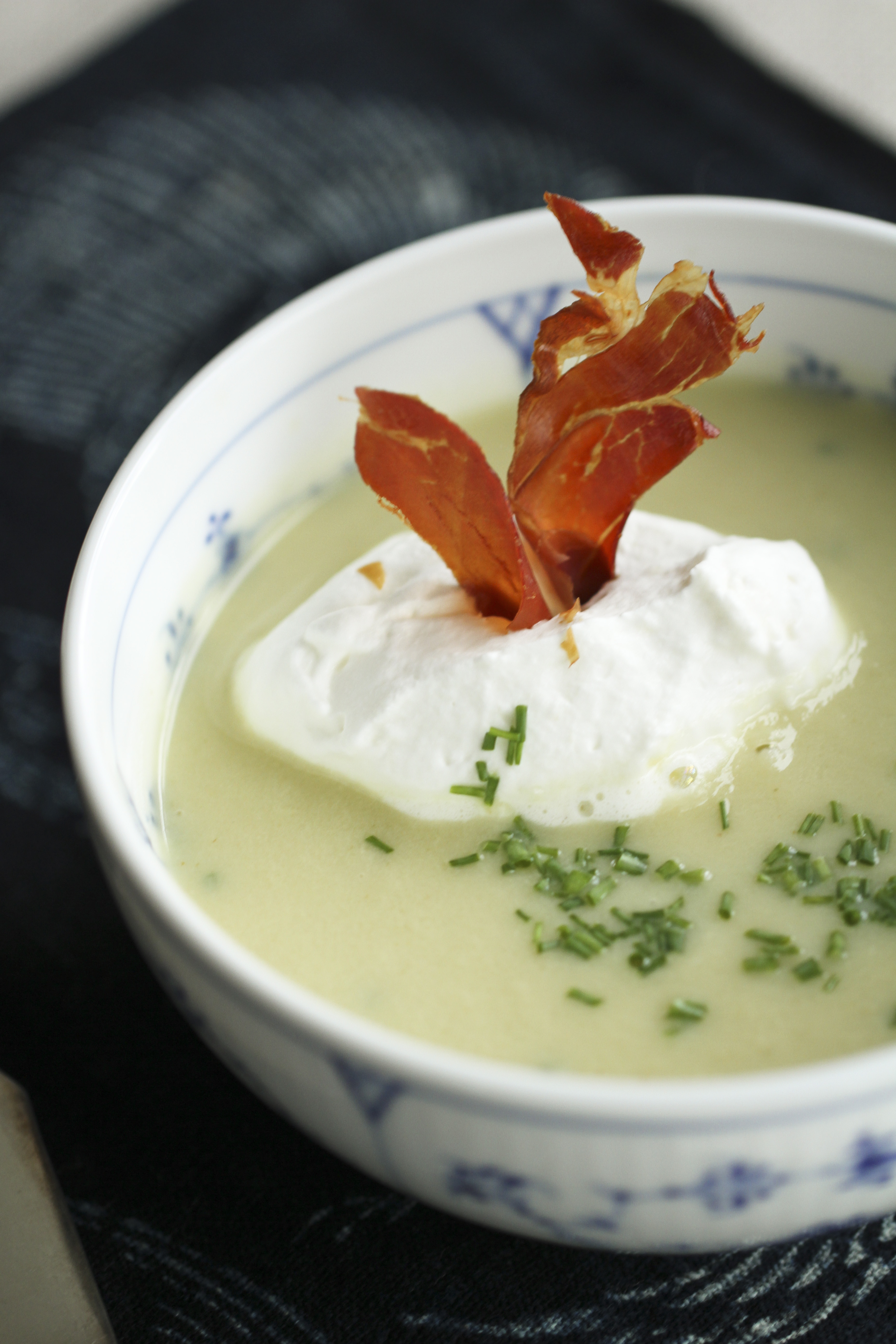 Celery Root Soup with Horseradish Cream and Ham Chips | #DavidLebovitz ...