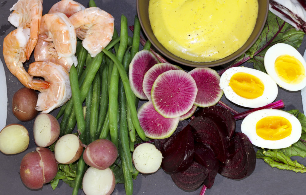 Celery Root Soup with Horseradish Cream and Ham Chips DavidLebovitz