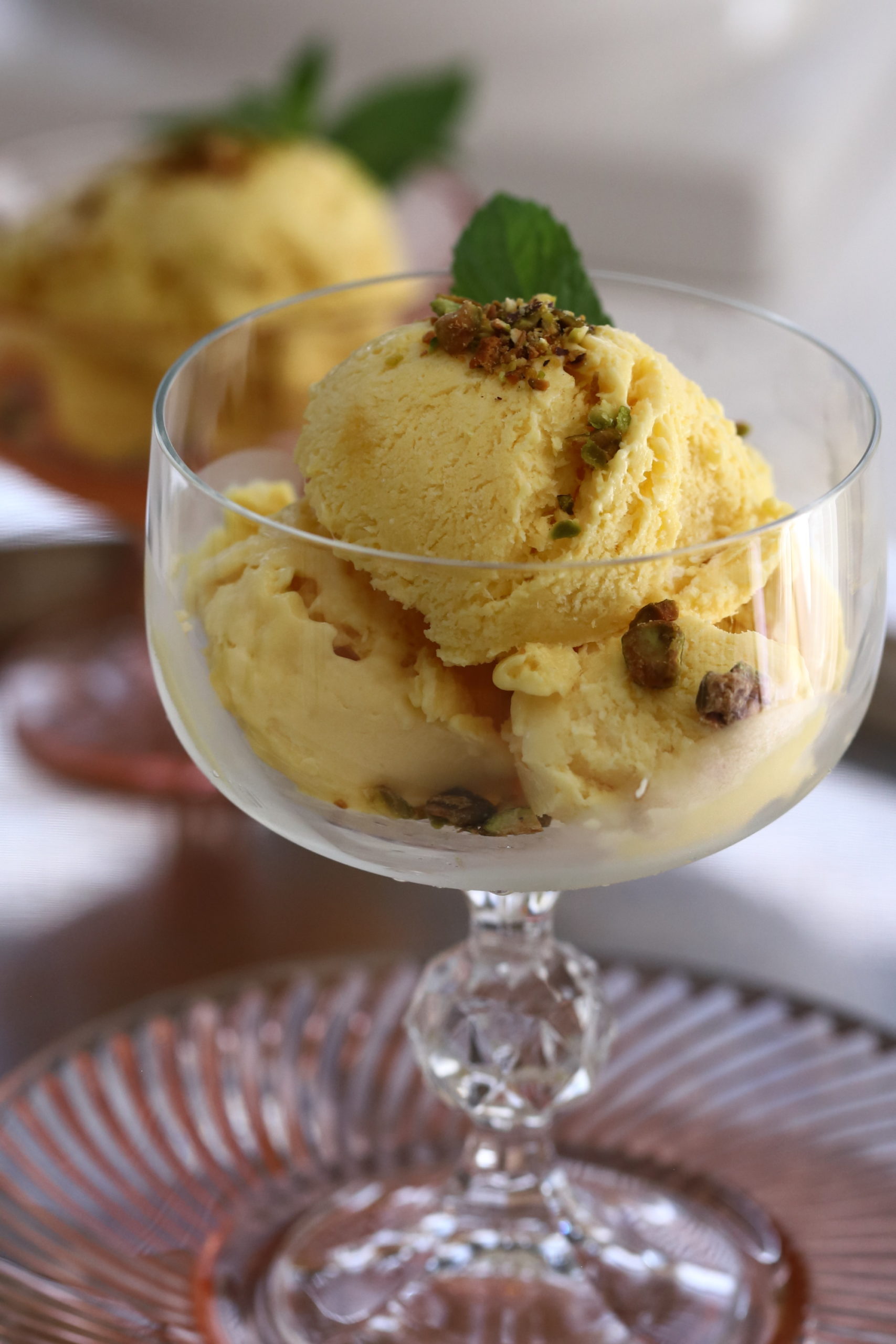 No churn Mango Ice cream with Pistachios Ottolenghi